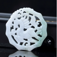 天然翡翠吊坠双面镂空雕刻挂坠-马到成功