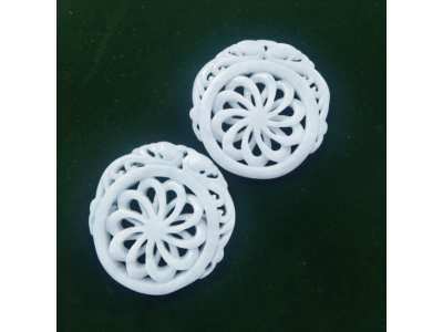 天然翡翠吊坠双面镂空雕刻挂坠-双龙护主时来运转 偏白图1