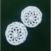 天然翡翠吊坠双面镂空雕刻挂坠-双龙护主时来运转 偏白